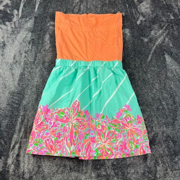 Lilly Pulitzer Fleur Strapless Crash Landing Dress Colorful Pockets Floral S - Picture 10 of 13